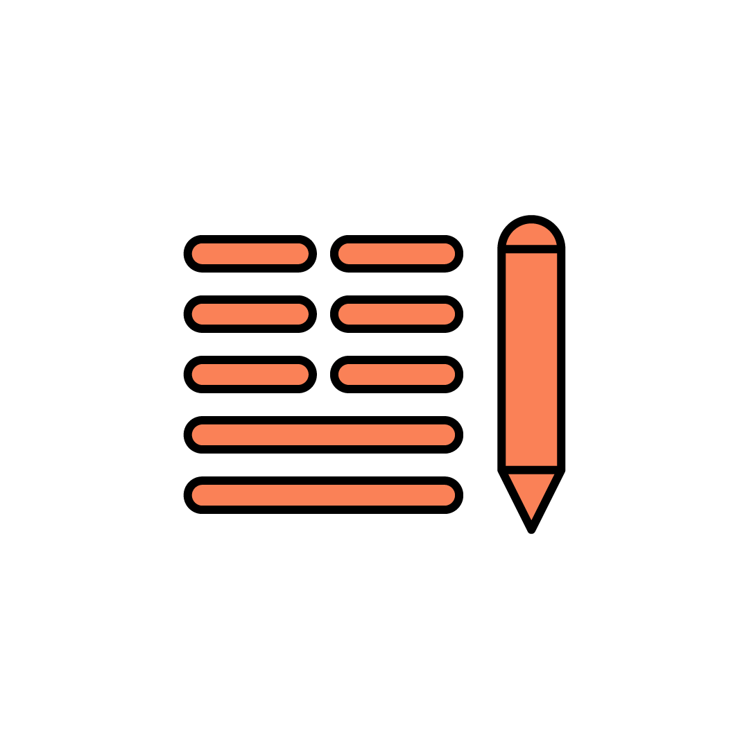L'icona di una penna con traccia nera.